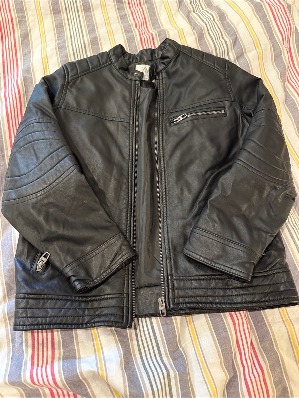 Zara Black Faux Leather Moto Jacket for Kids size 9